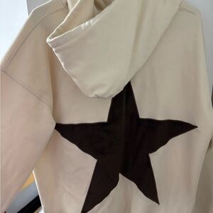 Butter Yellow Hoodie with Brown Star Design